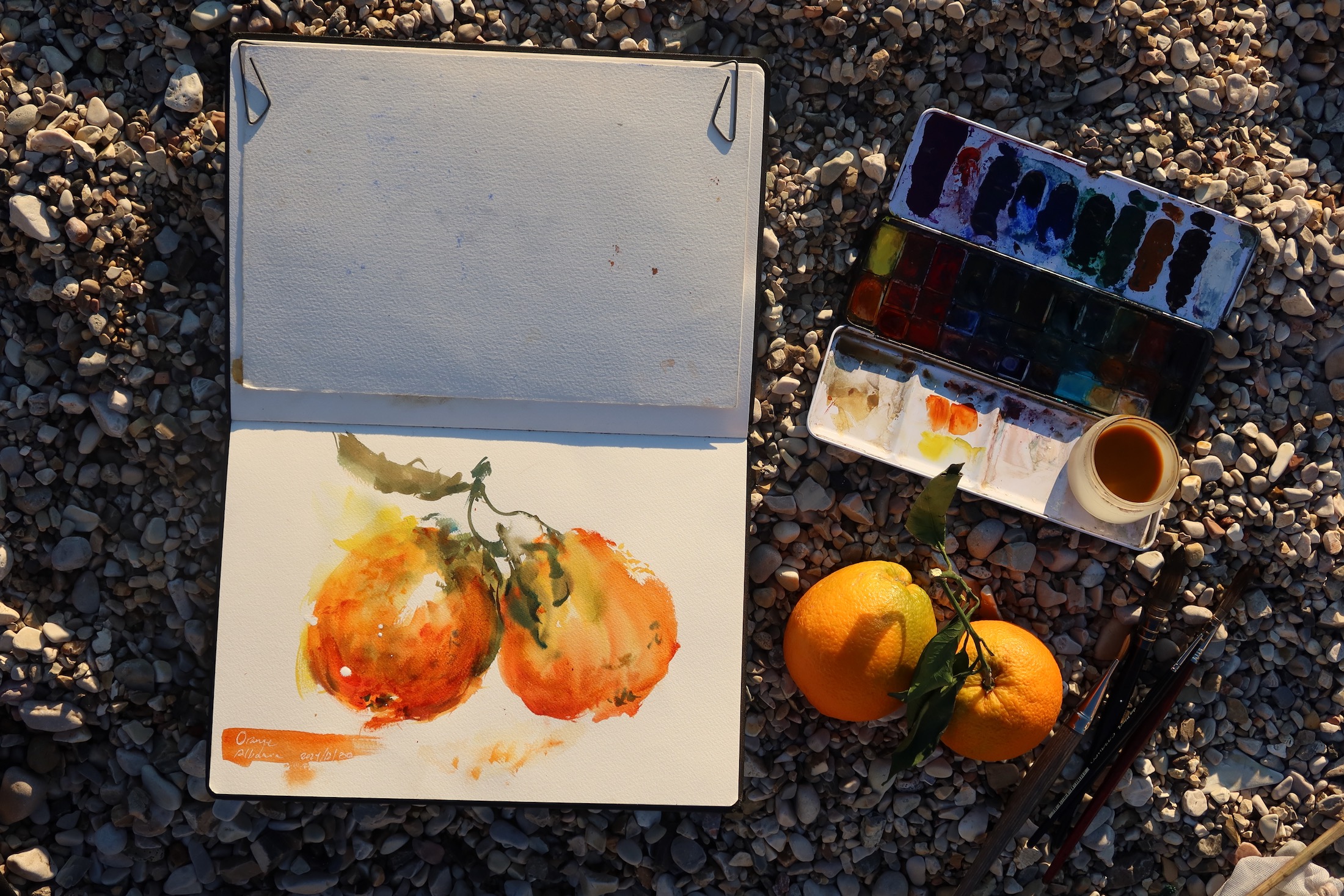 Orange Painting an Albanian orange en plein air.