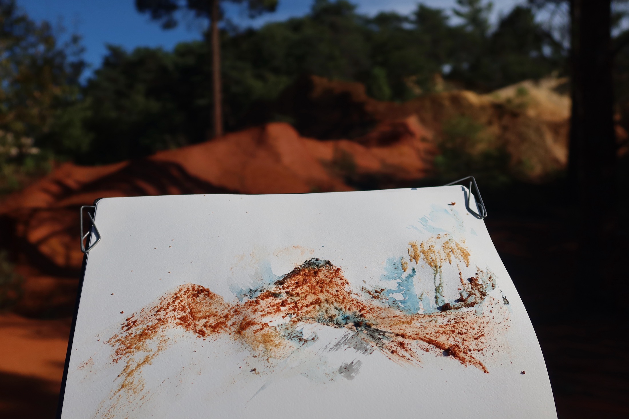 Red Ochre Painting Colorado Provençal en plein air with handmade red ochre from local earth.